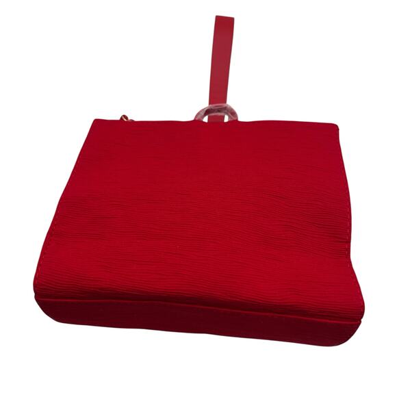 Giorgio Armani Red Beauty Zipper Wristlet Cosmetic Bag Clutch Textured Zip Top - Picture 6 of 11